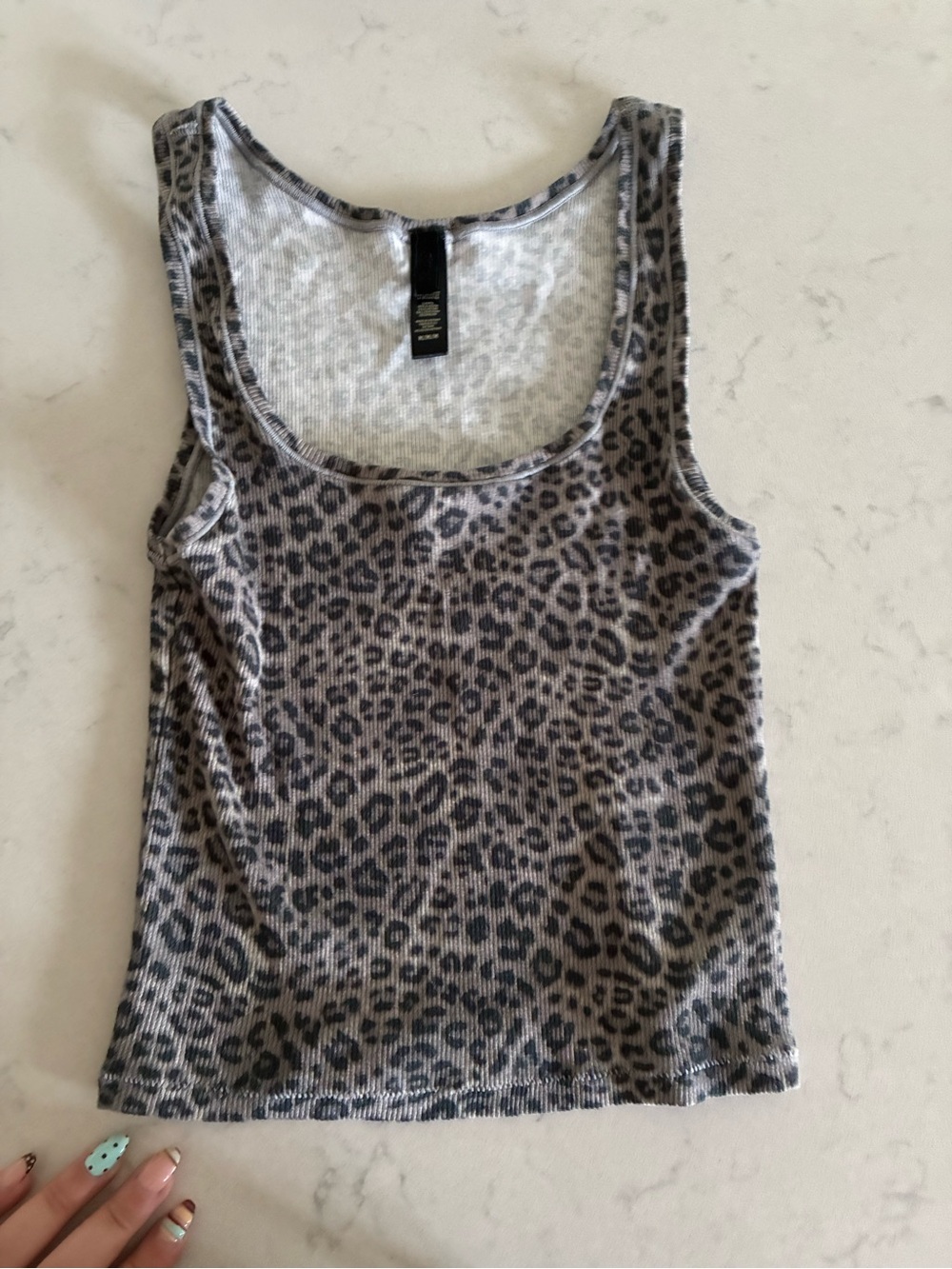 SKIMS Gray Leopard Ribbed Tank Top 🖤
